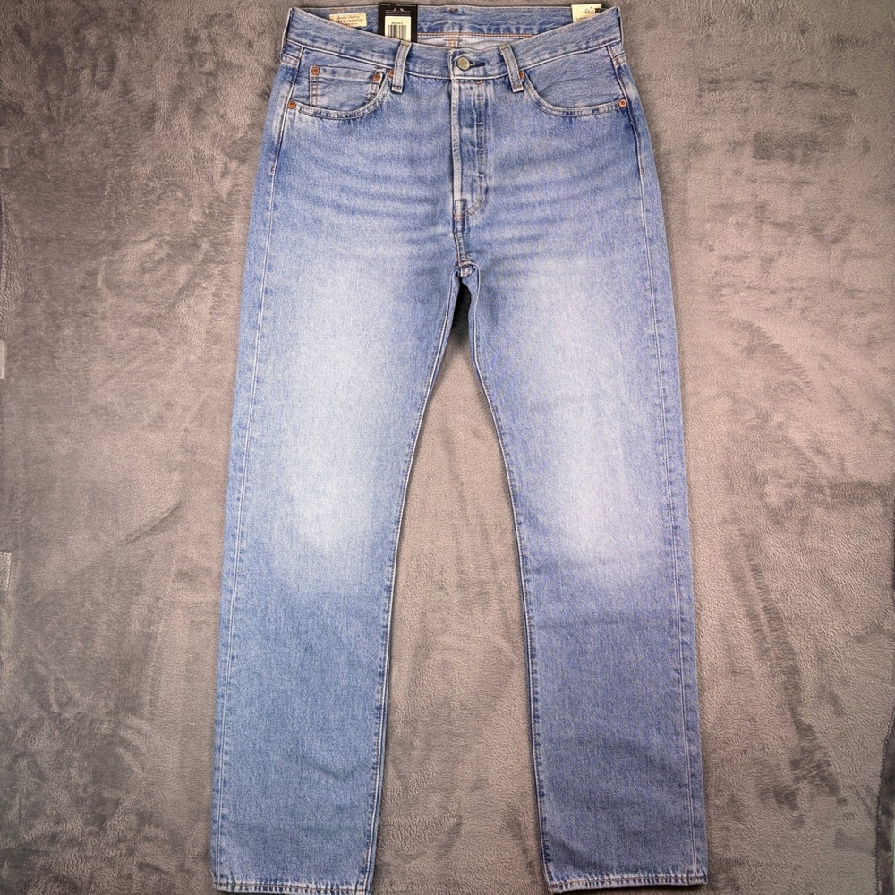 Levi's 501 Original Jeans Men's 33x34 Light Wash Button Fly Straight Leg Denim